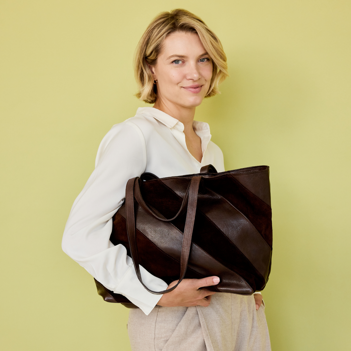 Tanya Suede Leather Tote Bag
