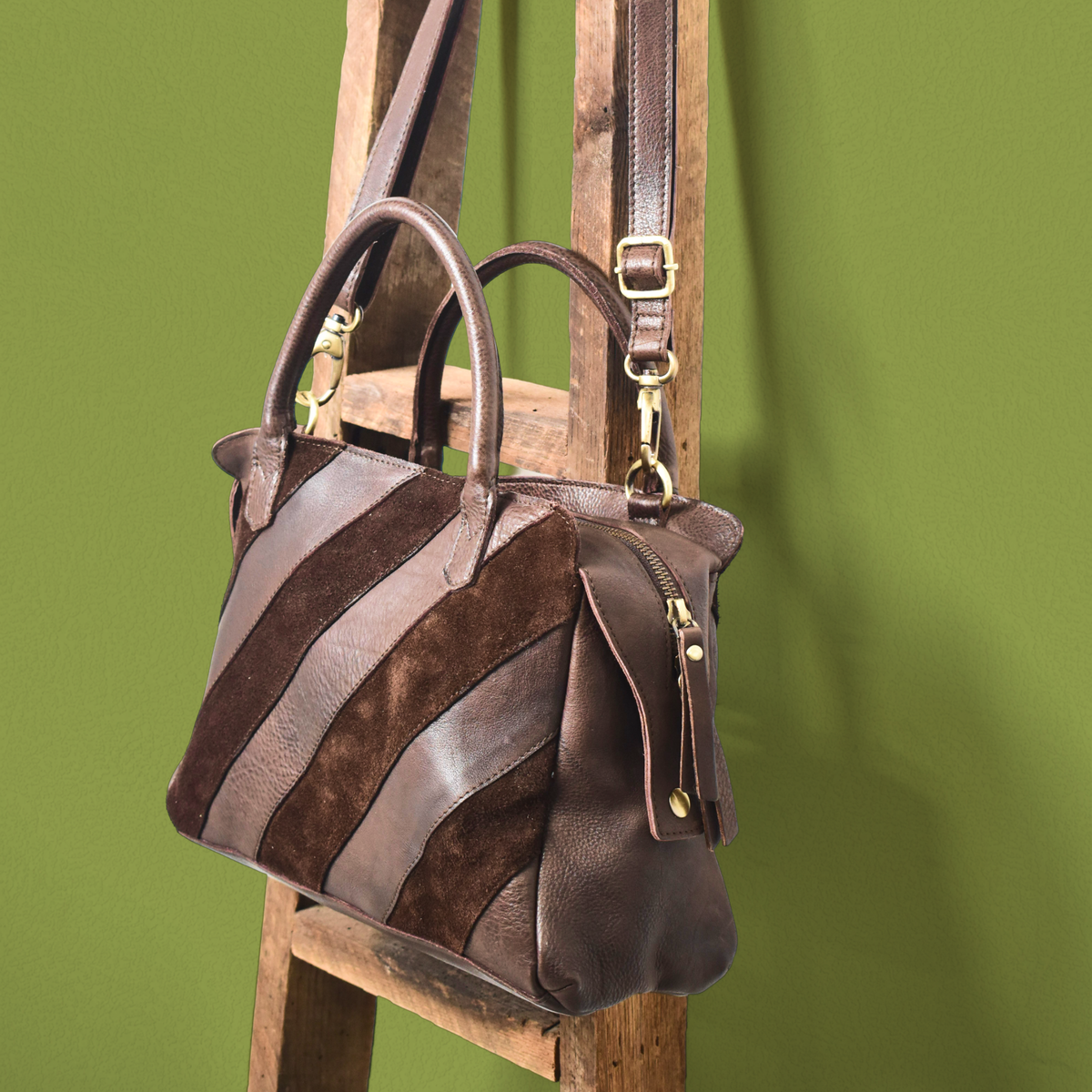 James Suede Leather Crossbody Bag